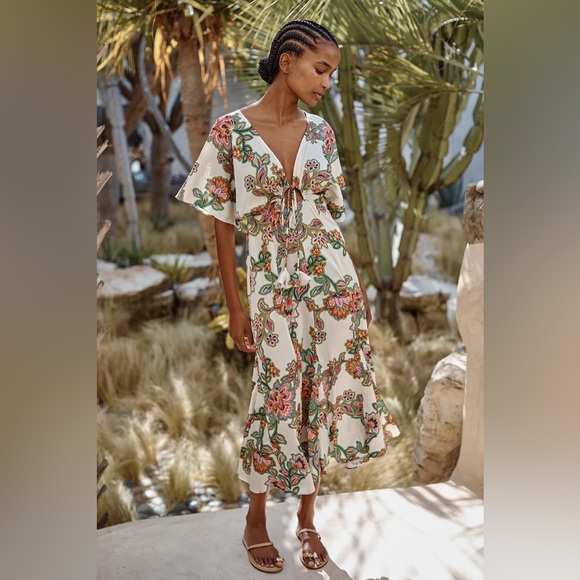 Misa Los Angeles Dresses & Skirts - Misa Irena Floral Lattice Maxi Dress Small Summer Cocktail Party Vacation Wear